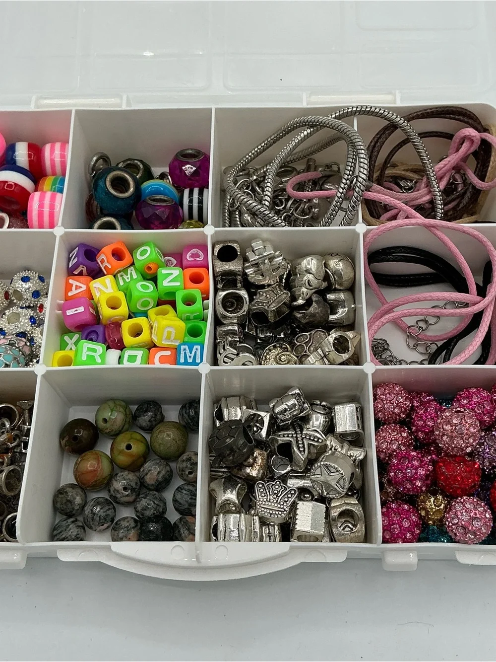 Jewelry making kit with assorted beads and necklace straps